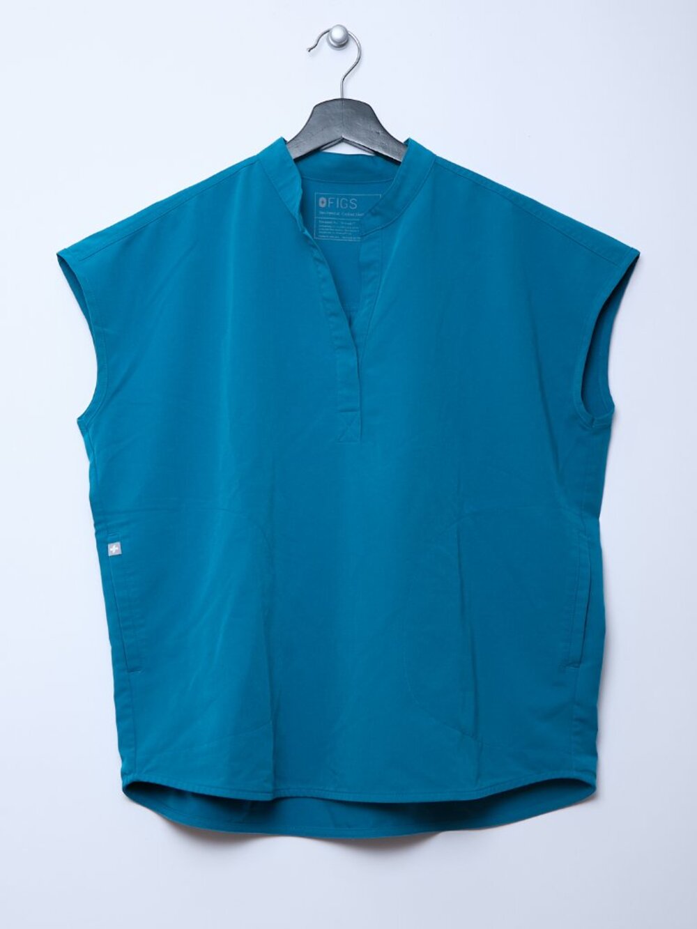 Figs Rafaela Teal Cap-Sleeve Scrub Top